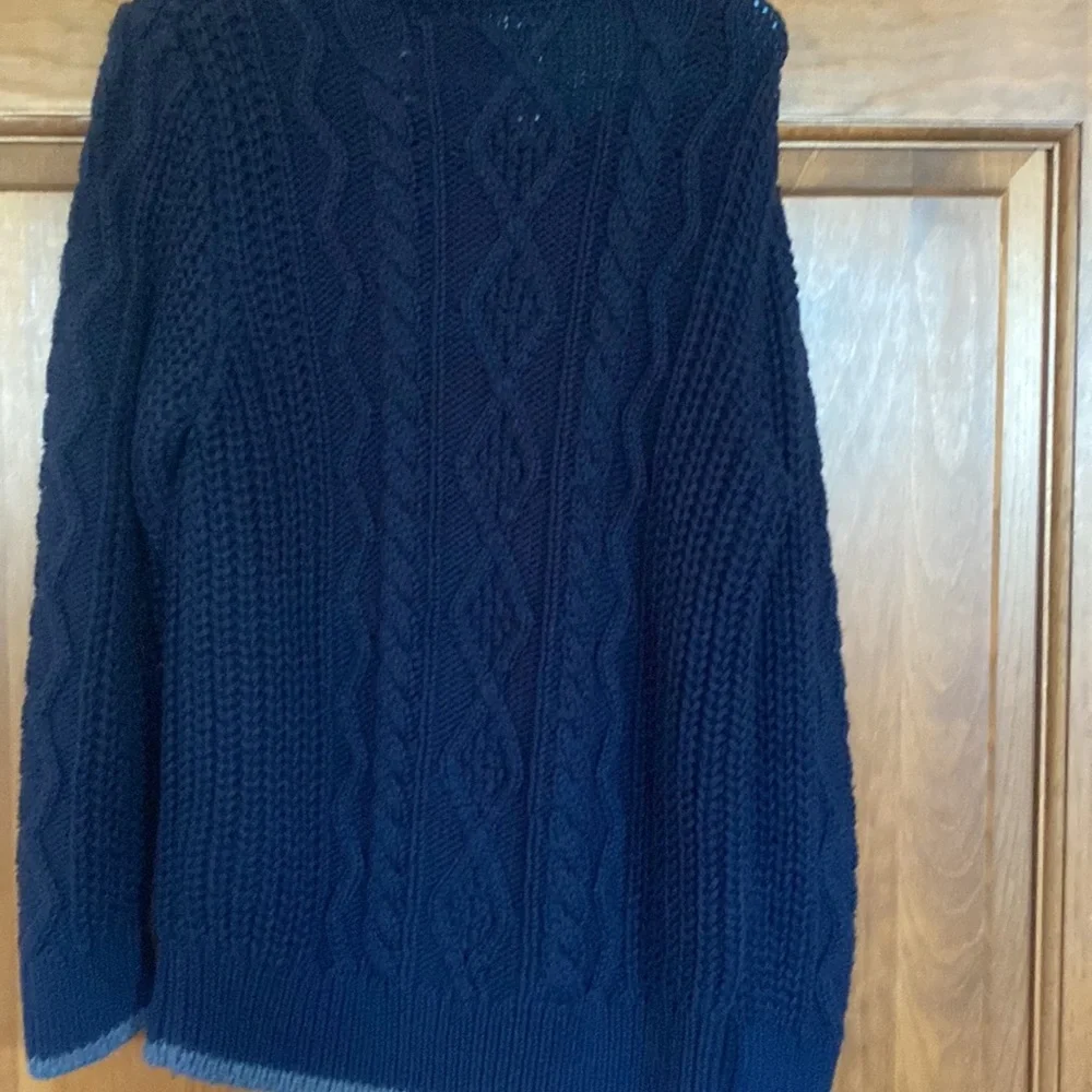 NWT GAP 5t blue cable sweater with fuzzy collar